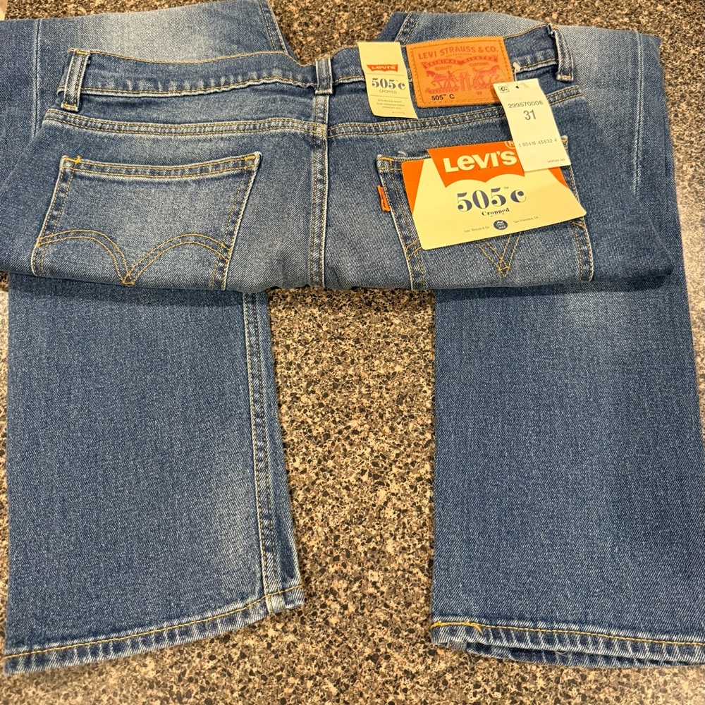 Levi's 505C Orange Tab Cropped Jeans Denim 31 NWT Straight Leg